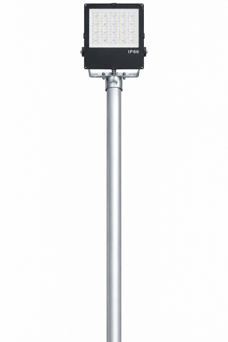 8 Meter Aluminium-Lichtmast mit einstellbarem LED-Flutlicht und CCT-Switch